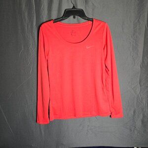 Nike Dri Fit Women's Size M Red Color Scoop Neck Long Sleeve "Thin" Athletic Top